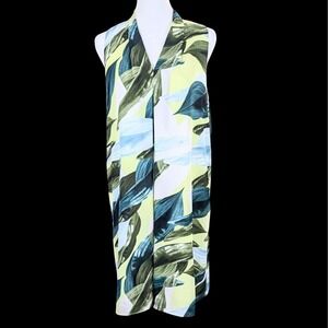 Vince Camuto Shift Dress Breezy Leaves‎ Small Sleeveless Green White Tropical